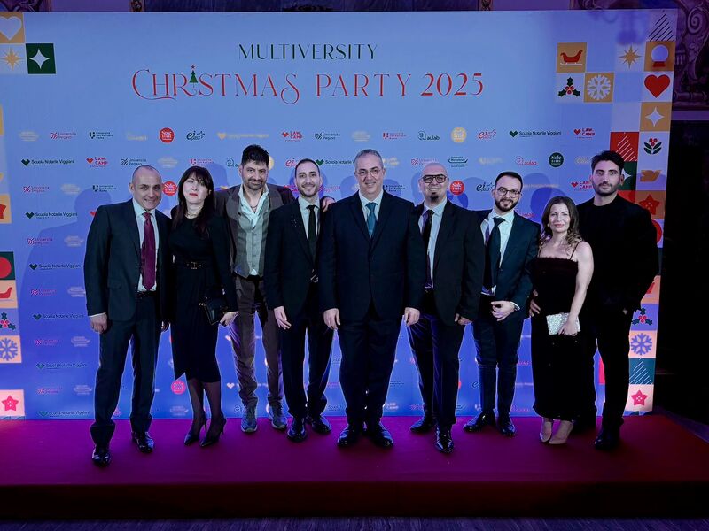 Foto pubblicata da FAAD Group su LinkedIn per il Christmas Party Multiversity 2025